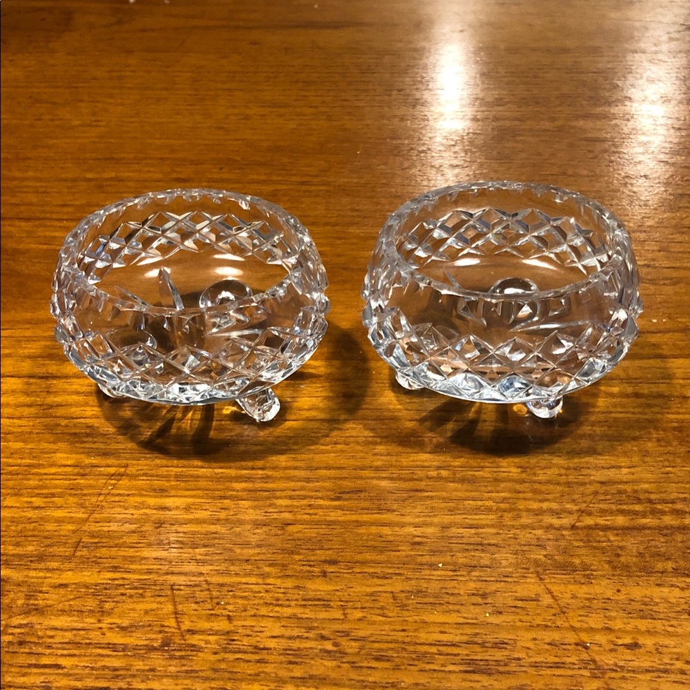 Small Clear Cut Glass Votive Holders - Pair